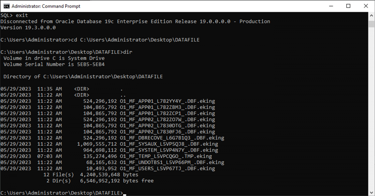 DBRECOVER initial screen showing mode selection