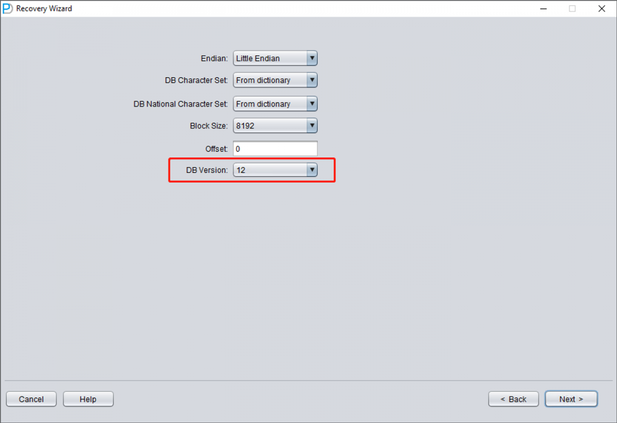 Selecting database version